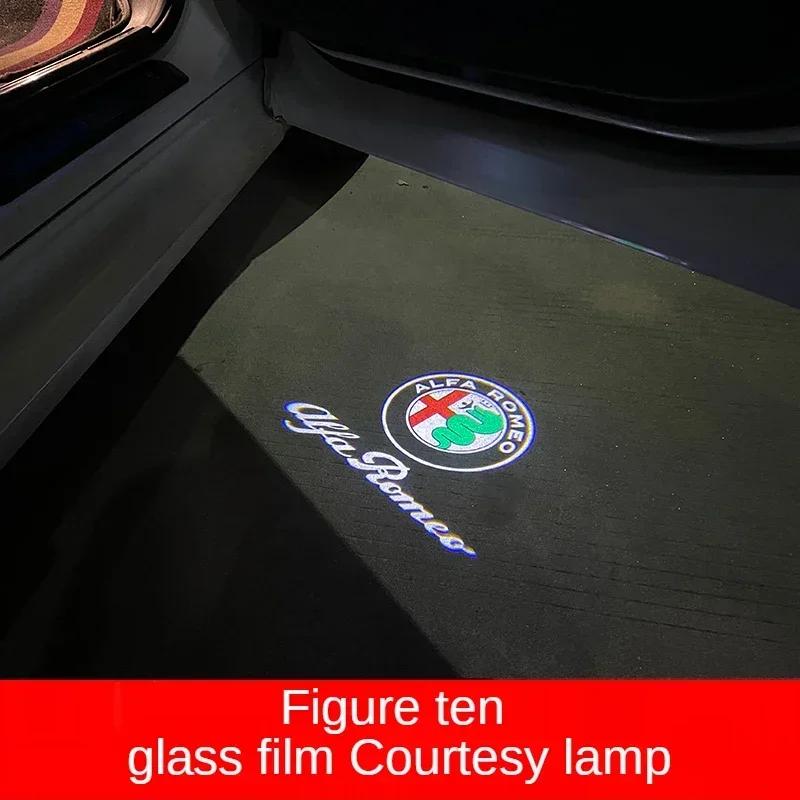 Car Stickers 2pcs LED Car Welcome Logo Light Door Projector Light For Alfa Romeo Giulia 952 Tonale Mito, Spider 159, Stelvio 94KB1