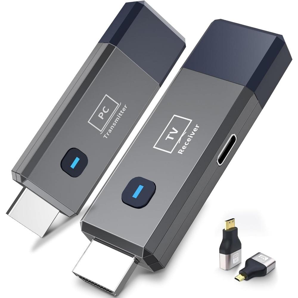 Беспроводной HDMI-передатчик и приемник, 165 футов/50 м, Декодирование 4K, Вывод 1080P, Plug&Play, Портативный, 2,4 ГГц/5,8 ГГц, HDMI для ПК/Проектора/ТВ-приставки