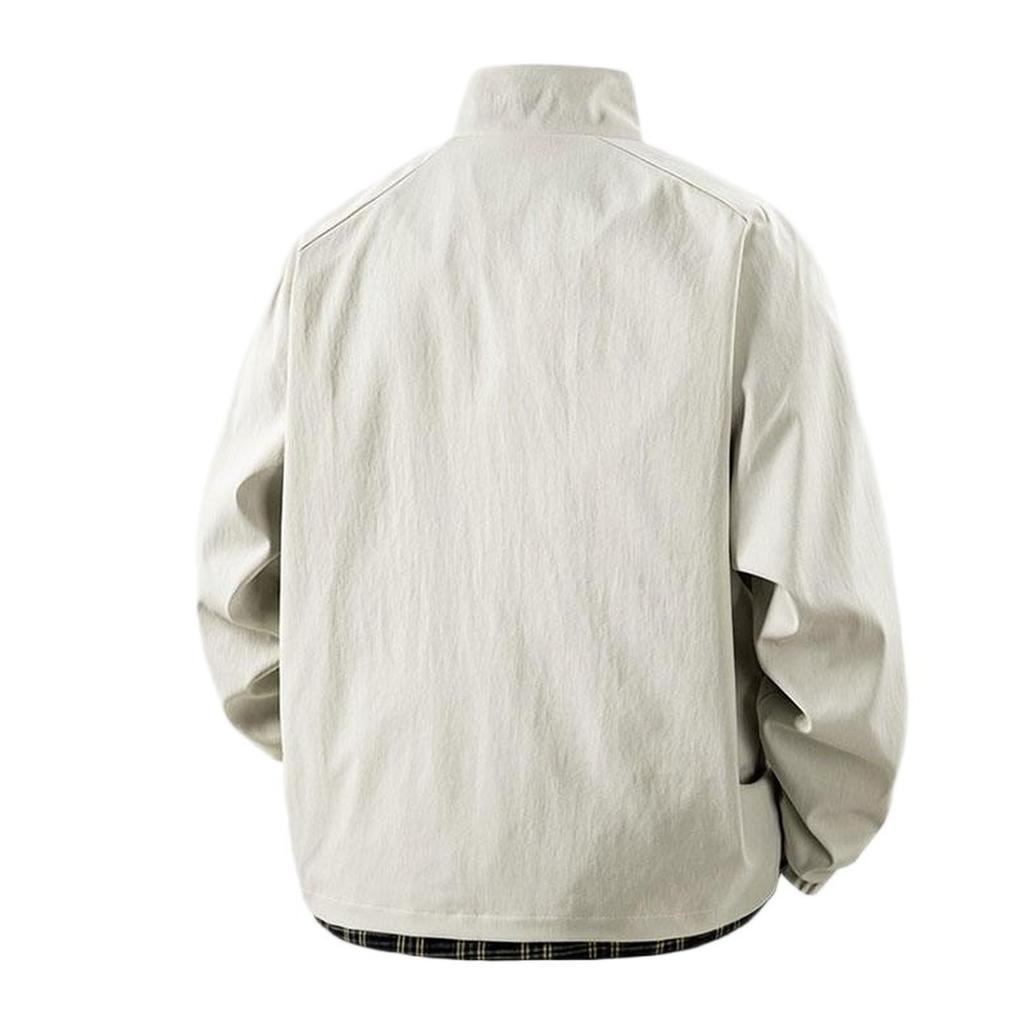 Men's Fashion Youth Casual Coat Fashion  Stand Collar Stitching Loose Large Size Coat