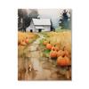 Cute Pumpkins Autumn Leaves Watercolor Canvas Prints Hello Autumn Wall Art Posters for Modern Living Room Halloween Home Deco