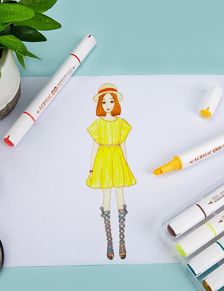 Student Dual-Head Double Color Acrylic Markers - 36/48/60/72 Colors, Triangle Barrel