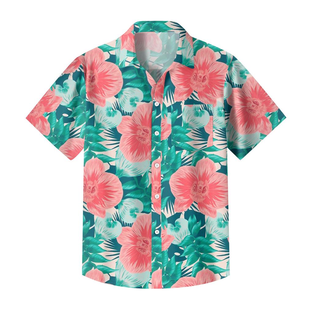 Мужские винтажные рубашки для боулинга на пуговицах с коротким рукавом, летняя пляжная рубашка