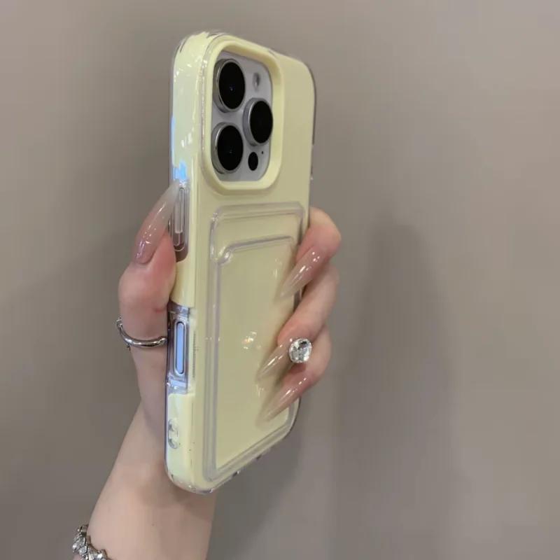 Чехол-кошелек 2-в-1 с держателем для карт для iPhone 17 Air 16 15 14 13 12 Pro Max 11, Конфетный цвет, Прозрачный, с зажимом для фото, Сумка-чехол
