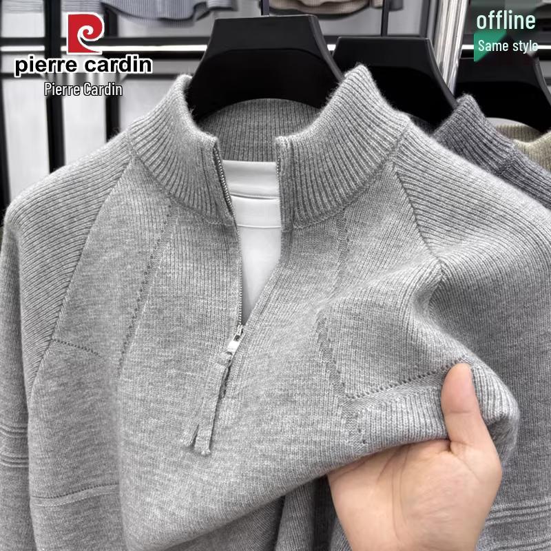 Pierre Cardin Мужской вязаный свитер с молнией и воротником-гольф