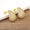 Nidin Hot Sale Glossy Waterdrop Full Zircon Earrings for Women Lightweight Hollow Gold/Silver Color Chunky Hoops Fashion Jewelry