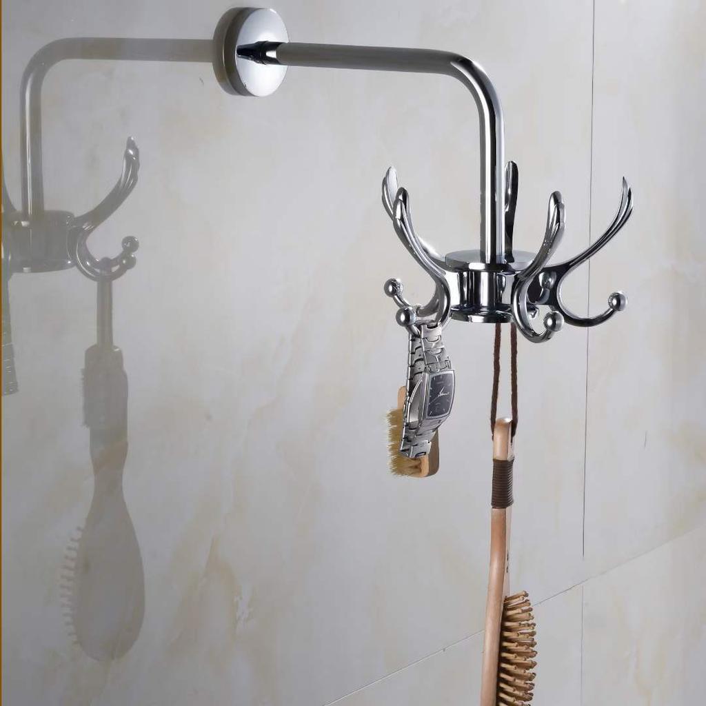 Hongdec Folding Flexible Brass Wall-Mounted Sticky Hooks for Kitchen & Bath Eco-Friendly 4 Hooks Factory Price
