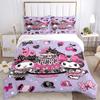 3pcs My Melody and Kuromi Celebrate Printed Quilt Set - Includes 1 Quilt Cover and 2 Pillowcases, Machine Washable - Suitable for All Seasons.H07