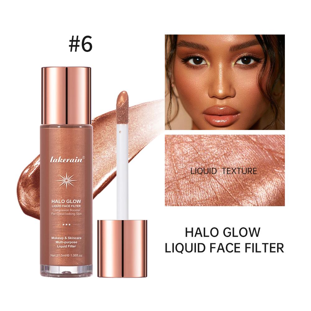 Lakerain Halo Glow Жидкий фильтр для лица для сияющего вида, обогащенный гиалуроновой кислотой, жидкий хайлайтер-пудра