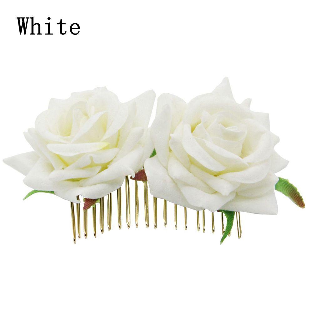Festival Bridesmaid Hair Jewelry Red Rose Hairpin Bridal Flower Hair Comb Wedding Accessories