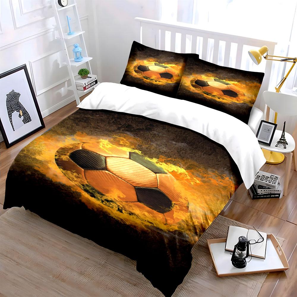 Fiery soccer ball design. Bedding sets Duvet cover sets Duvet covers Pillowcases(1 * Duvet Cover 2 * Pillowcases, without duvet insert)