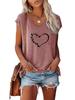 Women Fashion V Neck Printed T-shirt Summer Casual Short Sleeve Top