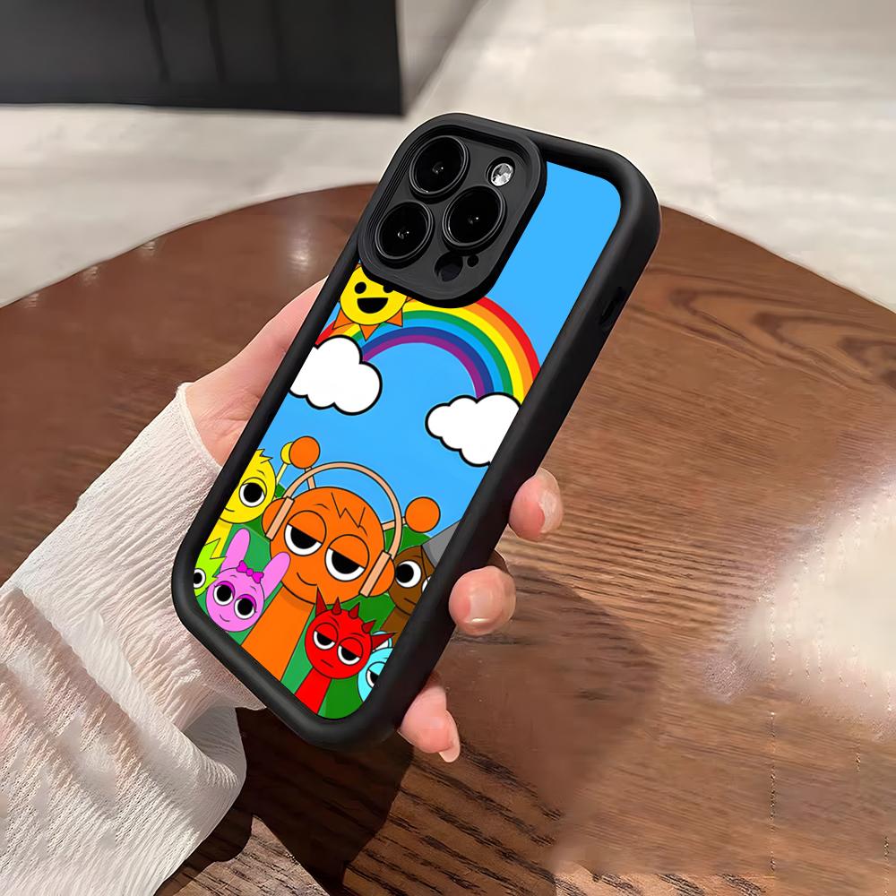 Мультяшный Игровой Чехол Sprunki для Телефона iPhone 17 Pro Max 15 Pro 16 14 Plus 12 13 Mini 11 Pro Ударопрочный Мягкий Чехол