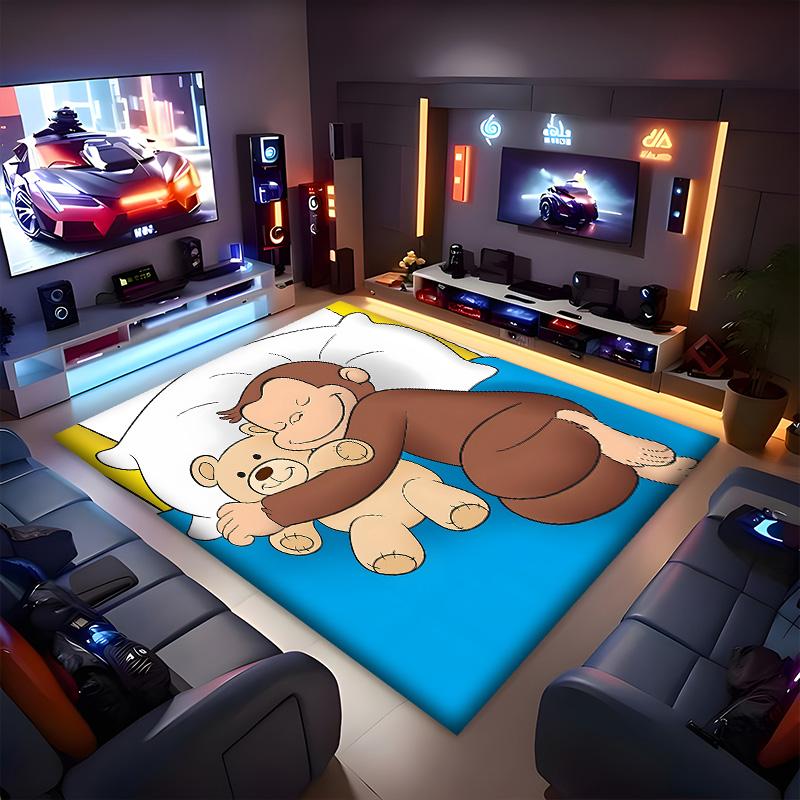 Curious George Polyester Carpet, Soft Indoor Mat for Office Chair, Living Room, Computer Desk - Decorative Home Office Rug Design
