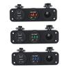 Car Boat Dual USB Charger + LED Voltmeter + Power Outlet Socket 3 Holes Panel