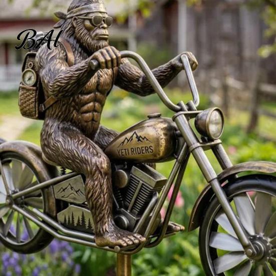 Durable Garden Spinner Wind for Outside Big Foot Riding Motorcycle/Truck/Airplane Metal Rotatable Yard Windmill with Stake Retro Courtyard Porch Patio