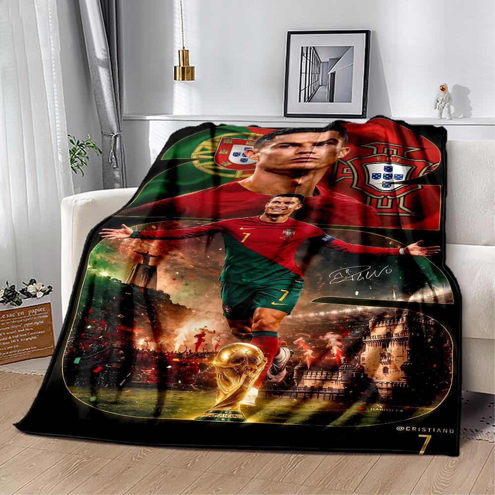 Ronaldo's Portugal's Cr7 Crest Blanket Soft Warm Cozy Great for Sofa Livingroom Seaside All-Season Use Modern Gifts For Family Or Friends