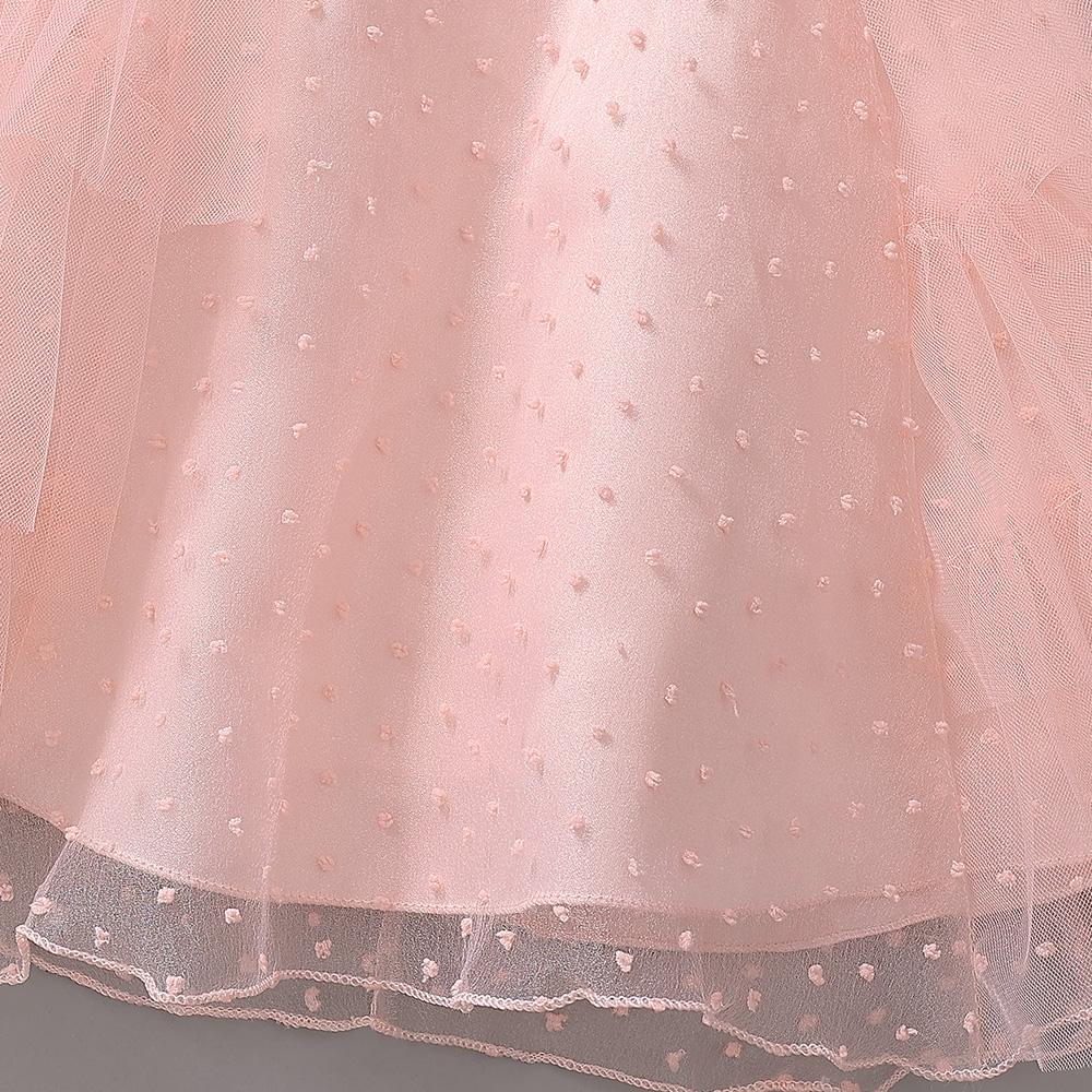 Платье с бантом для маленьких девочек, кружевные детские праздничные платья в горошек для первого дня рождения для новорожденных, розовая одежда принцессы для девочек