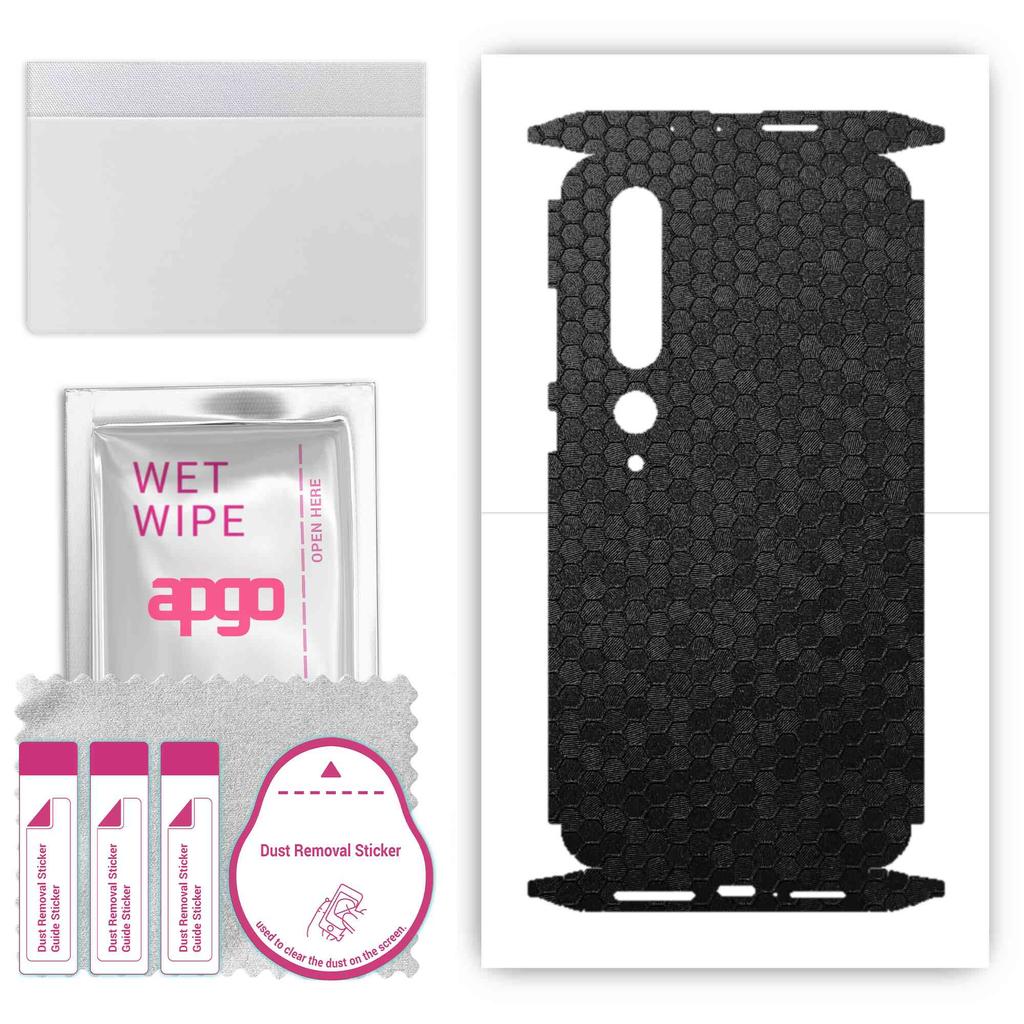 apgo Protective Skin Sticker for the Back+sides Compatible with Xiaomi Mi 10 Pro 5G, Full Wrap Film, Foil, Vinyl - Pattern Black Honeycomb
