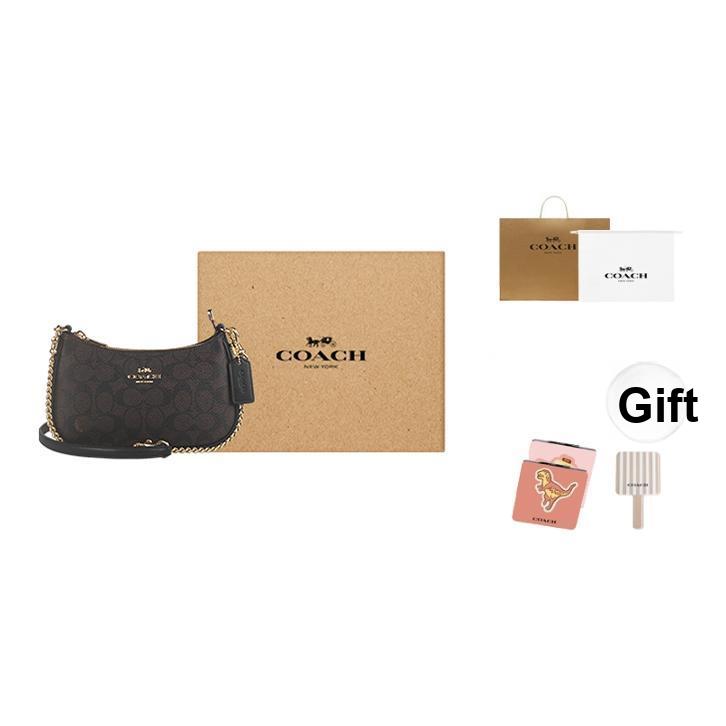 Coach Teri 20 Classic Monogram Сумка-тоут на молнии из синтетической кожи, сумка через плечо, маленькая женская сумка, Черный CW323-IMXAQ