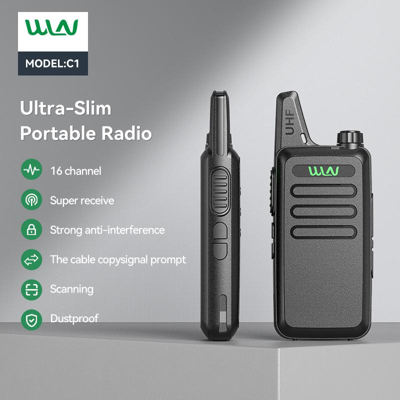 2 шт. WLN KD-C1 Мини-рация USB-зарядное устройство УВЧ 400-470 МГц Тонкий трансивер 16 каналов Дальний радиус действия Любительская двусторонняя радиостанция Подарок Детям KD-C1T