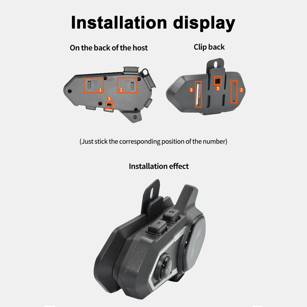 Motorcycle Helmet Intercom BT5.0 Hands-free Interphone for Motorcycle Riders 300M Range IP67