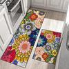 2 шт. кухонные ковры яркие цвета с цветочным принтом износостойкие нескользящие легко чистящиеся противообрастающие коврики дверные коврики