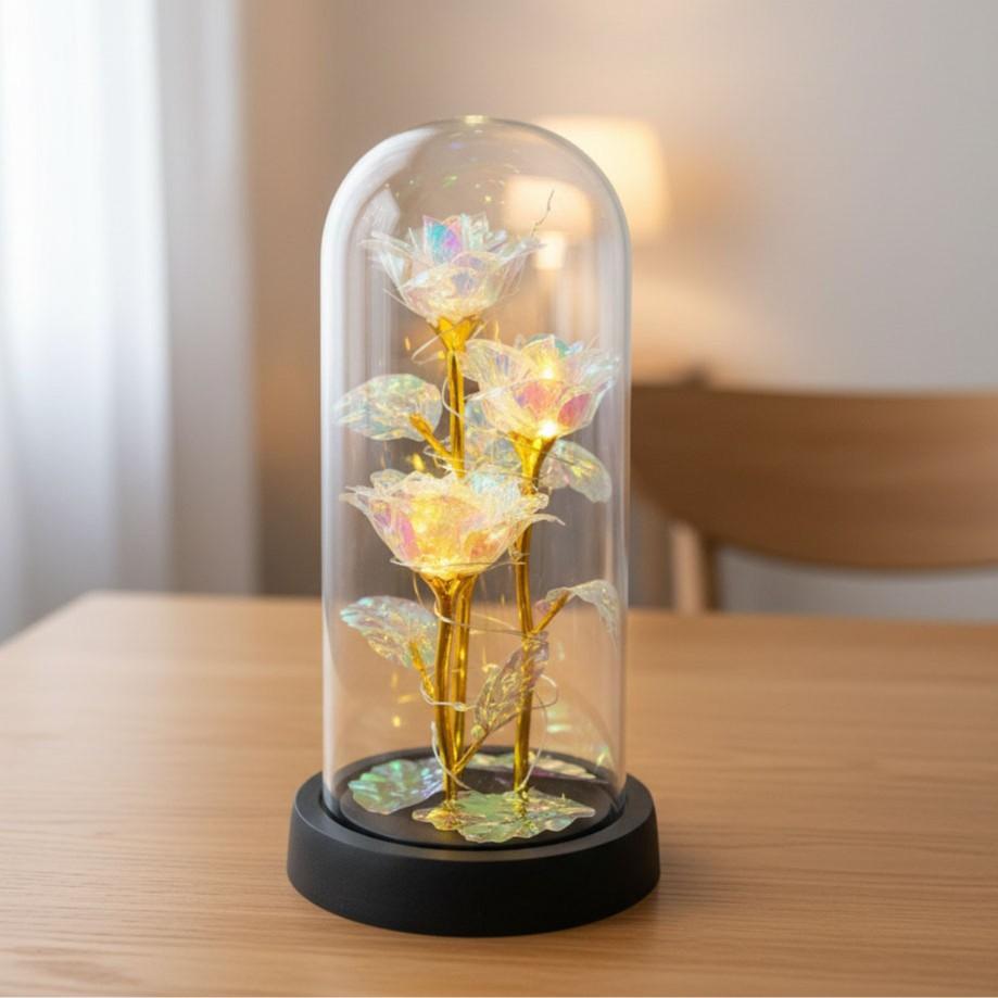 1 gold foil rose immortal flower glass cover ornament bouquet creative Qixi Festival Valentine's Day gift Mother's Day gift
