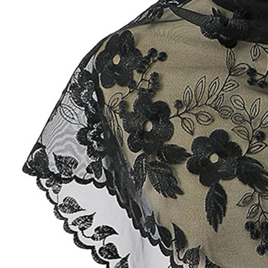 Triangle Scarf Lace Satin Shawl Scarf Hollow Embroidery Flower Pattern Beach Sun Protection Shawl Women