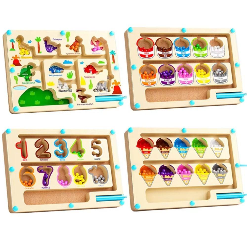 Bead Maze Color Sorting Game Wooden Magnetic Sorting Travel Board Family Parent Child