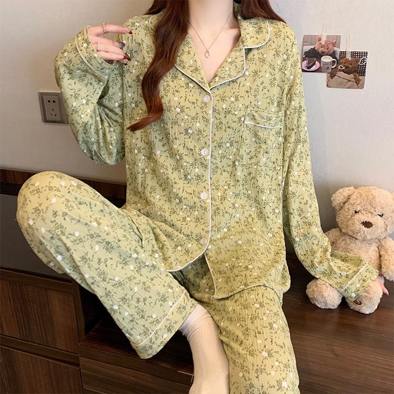 Women's New Spring and Autumn Rustic Style Pajamas Homewear Set Girls Students Small Fresh Pajamas Pajamas Homewear Set