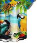 Men's Hawaiian Shirt with Colorful Parrots Playing Under Palm Trees Beach Print Casual Button-Up Short Sleeve Top