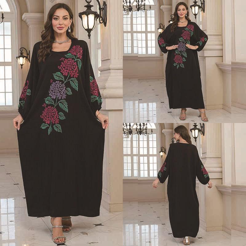 2025 European & American Cotton Embroidered Beach Cover-up Robe Style Dress