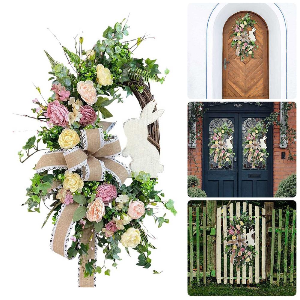 Easter Front Door Wreath Spring Wreath Cross Wreath Hanging Front Door Easter Decorations Artificial Wreath 2025 NEW