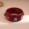 KMVEXO Exaggeration Red Resin Bangles for Women Geometric Irregular Chunky Wide Smudging Bracelet Punk Jewelry Accessories