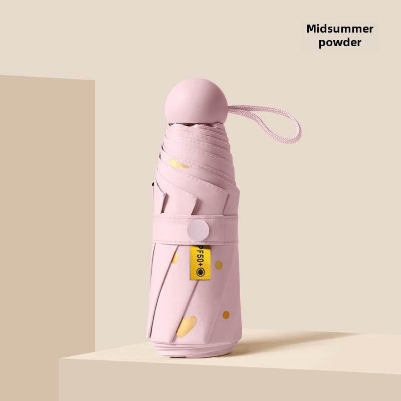 Компактный женский зонт с золотым тиснением: Защита от ультрафиолета, портативный складной, для солнца и дождя