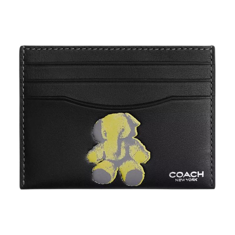 Coach Элли 10 держатель для карт из коровьей кожи с рисунком слона мужской черный черный
