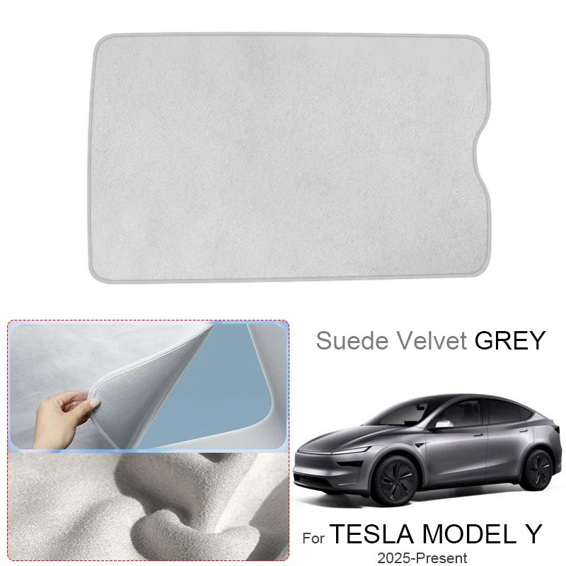 Auto Anti-UV For TESLA MODEL Y 2023-2026 Car Suede Fabric Electrostatic Adsorption Sunroof Sunshade Heat Insulation Skylight