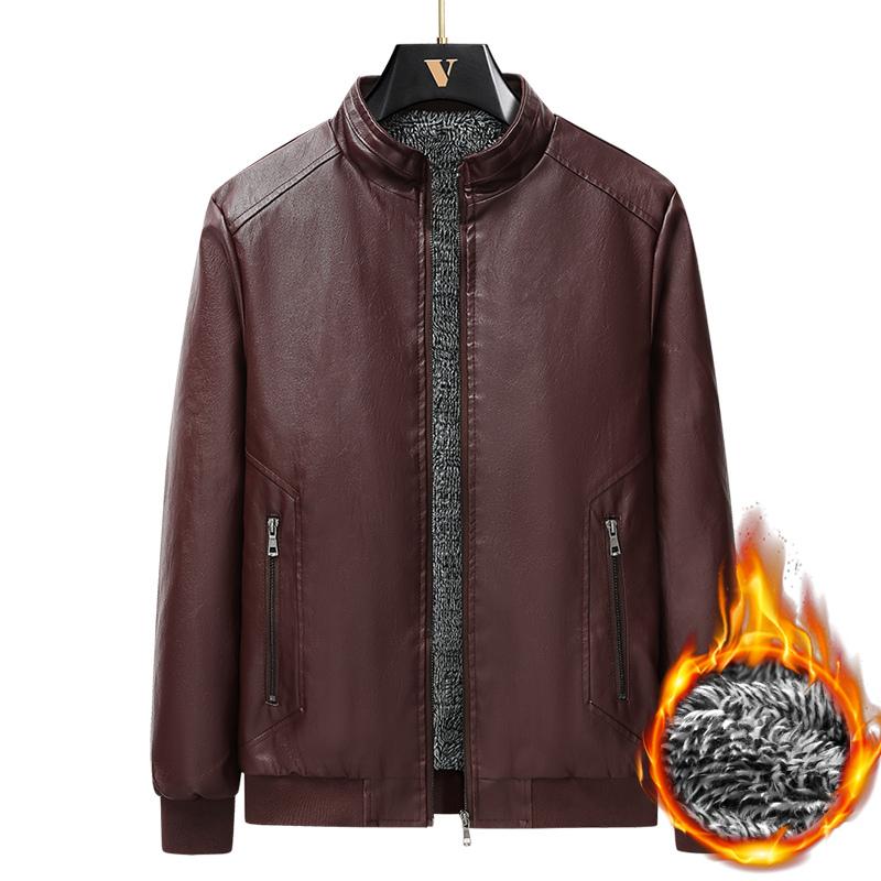Мужская кожаная куртка в стиле business casual со стойкой, простая мужская куртка, универсальная куртка в корейском стиле, модная куртка высокого качества