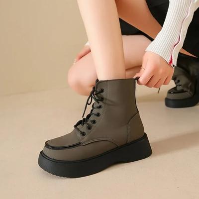 Модная женская короткая обувь Ботильоны на платформе Массивные Зима 2024 Круглый носок Распродажа Модные трендовые ботильоны до щиколотки для женщин Новинка Y2k Весна 39