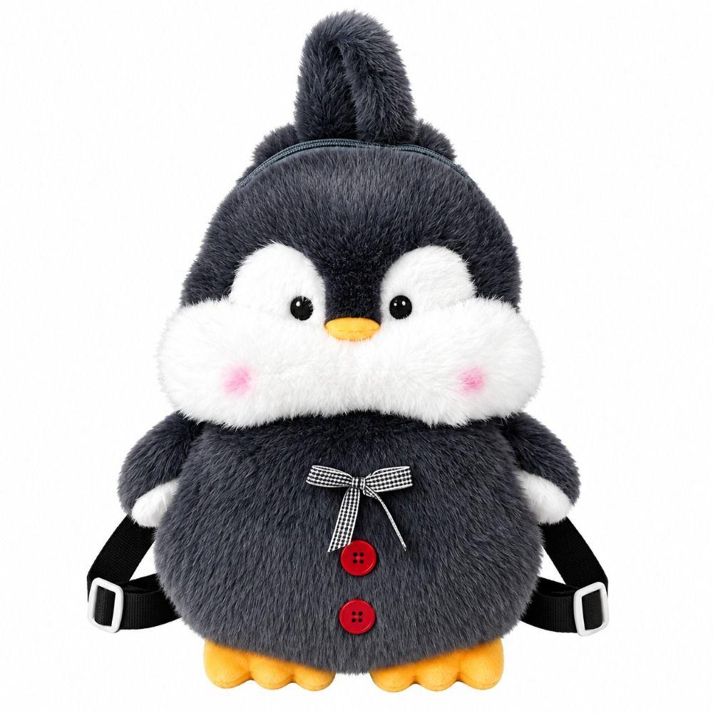 Soft Cartoon Animal Backpack Cartoon Kids Plush Backpack Gifts Penguin School Bag Daily Use