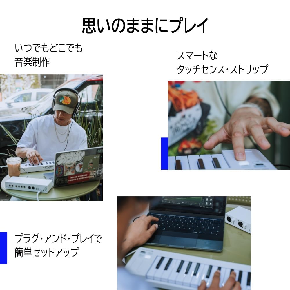 Arturia MicroLab MK3 Keyboard Controller 25 Sensitive Slim Connection White MK3 - Keys/Velocity High-Quality Keyboard/USB-C - (MICROLAB WH)