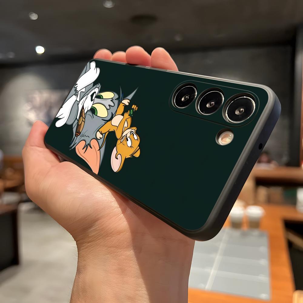 AniME-T-Том и Джерри Кавайный Чехол Для Телефона Для Samsung A56 A36 A26 A16 A15 A25 A35 A55 A14 A34 A24 A54 Черный Мягкий Чехол