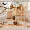 Bell-shaped Bird Toy Rattan Woven Parrot Toy, Bell Chew Chewing with Bells or Balls, Cage Accessories for Cockatiels Budgies Small Medium Parrots
