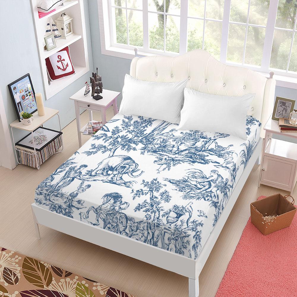 Бесшовные Цепи Барокко Простыня на резинке Кинг Квин Дабл Фулл Сайз Комплект постельного белья Глубина 25 см