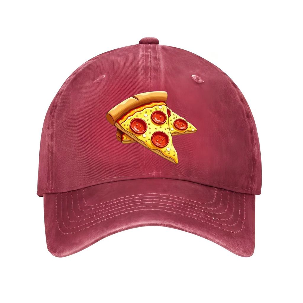 Pizza Slice Graphic Baseball Cap Adjustable Polyester Casual Streetwear Sun Protection Hat for Adults