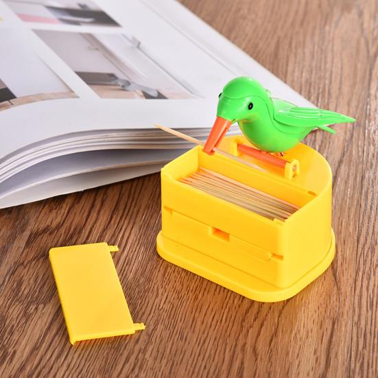 Woodpecker Toothpick Dispenser Smooth Edge Burr-Free Cute Little Bird Push-Type Automatic Toothpick Holder Decor