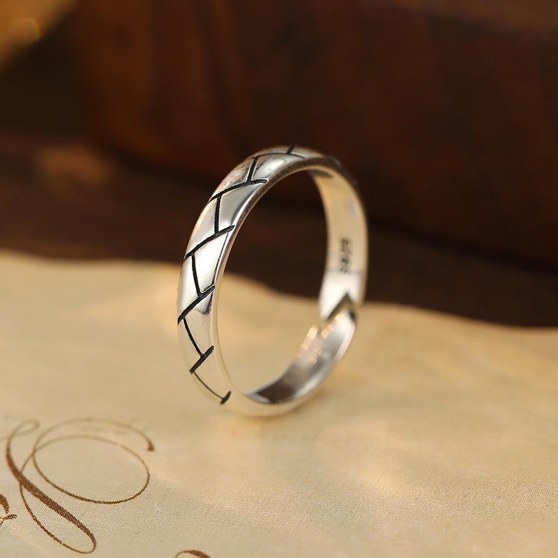 Banyan Tree S925 Серебряное ретро корейско-тайское регулируемое стековое кольцо для женщин