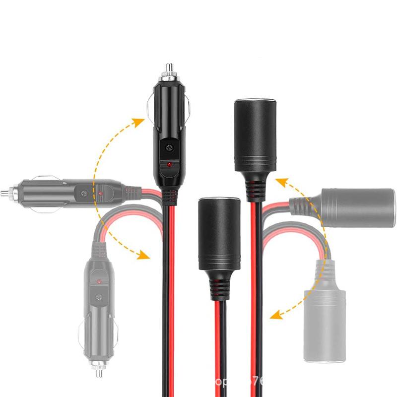 1 To 2 Car Socket Extension Cord 12V 24V Plug Socket Car Splitter Adaptor Power Charger Port