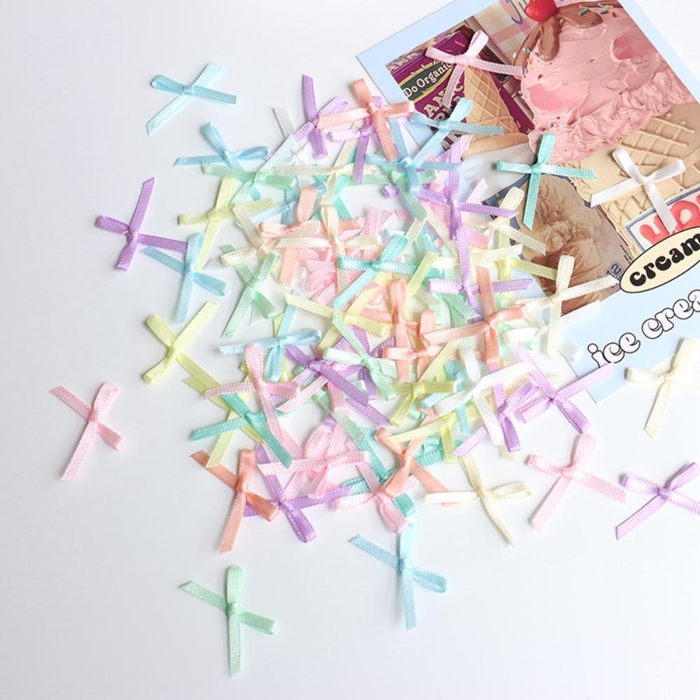 100pcs Mini Ribbon Bows Solid Color Gift Wrapping Bowknot Flowers Bows Ties  DIY Craft Scrapbooking