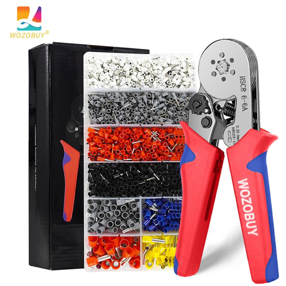 Ferrule Crimping Tool Kit, Self-adjustable Ratchet Wire Crimping Tool Crimper Plier Set,for Connectors Wire End Ferrules
